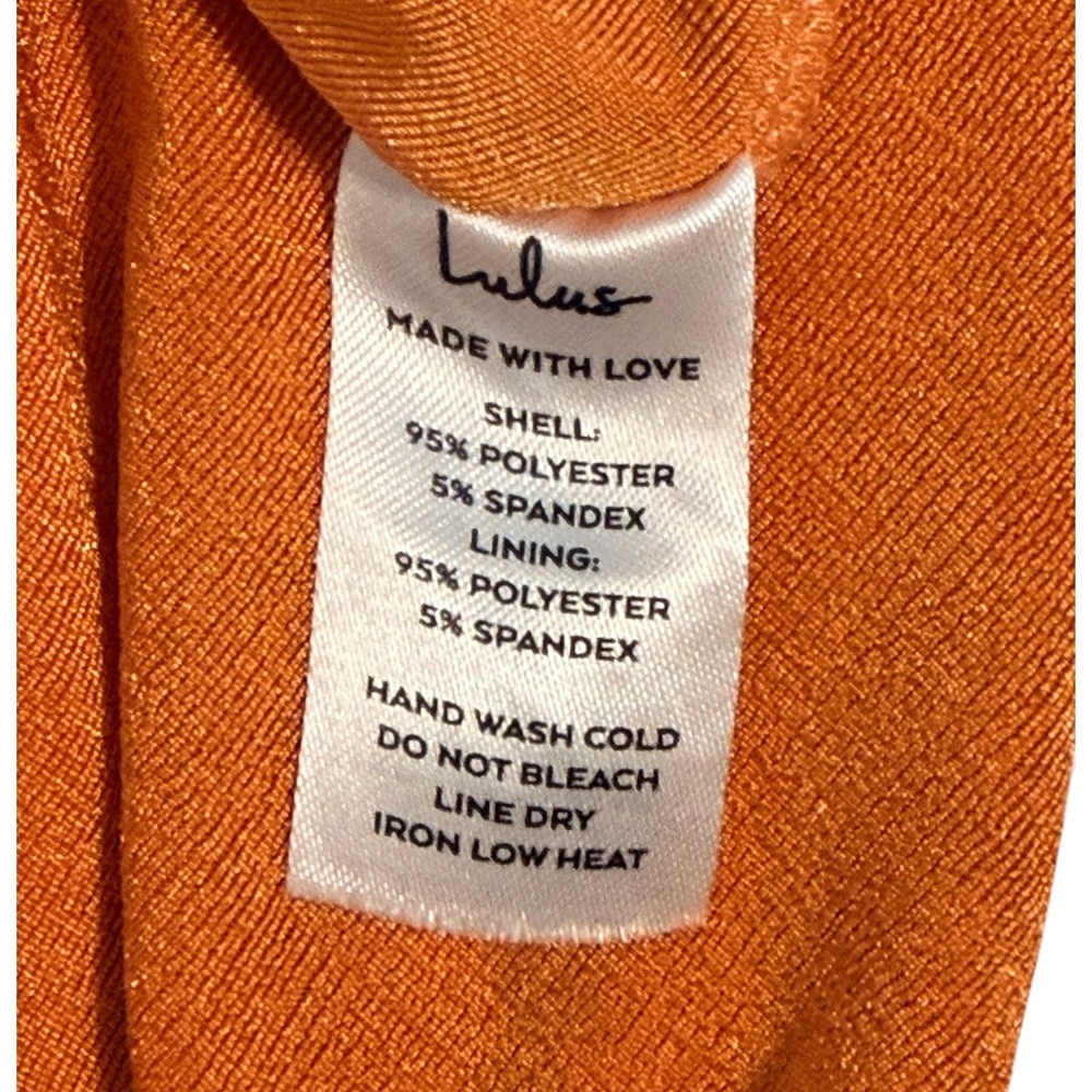 Lulus Dreamy Date Orange Surplice Midi Dress M Ruched Plunge Wedding Resort - Picture 15 of 15